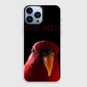 Чехол для iPhone 13 Pro Max с принтом Красный попугай | Red parrot в Курске,  |  | 3 | bird | dark | gumi | hideaki utsumi | meme | parrot | red | souls | tiktok | wue | wuewuewue | вуе | дарк | красная | красный | мем | попугай | птица | соулс | тикоток | япония