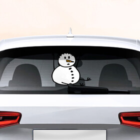 Наклейка на авто - для заднего стекла с принтом Снеговик в дудл стиле в Курске, ПВХ | Точные размеры наклейки зависят от выбранного изображения (ширина не больше 75 мм, высота не больше 45 мм) | дудл | зима | зимний | нарисованный | от руки | снег | снеговик