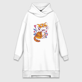 Платье-худи хлопок с принтом Cute little tiger cub в Курске,  |  | 2022 | 2022 год | happy new year | santa | год тигра | дед мороз | каникулы | мороз | новогодний свитер | новый год | новый год 2022 | новый год тигра | оливье | праздник | рождество | санта клаус | свитер новогодний