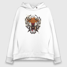 Женское худи Oversize хлопок с принтом Angry Tiger watercolor в Курске, френч-терри — 70% хлопок, 30% полиэстер. Мягкий теплый начес внутри —100% хлопок | боковые карманы, эластичные манжеты и нижняя кромка, капюшон на магнитной кнопке | 2022 | 2022 год | happy new year | santa | год тигра | дед мороз | каникулы | мороз | новогодний свитер | новый год | новый год 2022 | новый год тигра | оливье | праздник | рождество | санта клаус | свитер новогодний