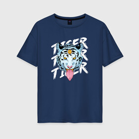 Женская футболка хлопок Oversize с принтом A tiger with a third eye в Курске, 100% хлопок | свободный крой, круглый ворот, спущенный рукав, длина до линии бедер
 | 2022 | 2022 год | happy new year | santa | год тигра | дед мороз | каникулы | мороз | новогодний свитер | новый год | новый год 2022 | новый год тигра | оливье | праздник | рождество | санта клаус | свитер новогодний