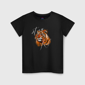 Детская футболка хлопок с принтом Tiger | Stay real в Курске, 100% хлопок | круглый вырез горловины, полуприлегающий силуэт, длина до линии бедер | 2022 | 2022 год | happy new year | santa | год тигра | дед мороз | каникулы | мороз | новогодний свитер | новый год | новый год 2022 | новый год тигра | оливье | праздник | рождество | санта клаус | свитер новогодний