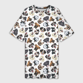 Платье-футболка 3D с принтом Разные Породы Собак в Курске,  |  | animal | dog | барбос | бобик | год собаки | друг человека | животное | зверь | ищейка | кинолог | кость | лайка | лапы | пес | собака | собачка | хищник | четвероногий | шарик | щенок