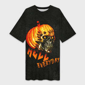 Платье-футболка 3D с принтом Helloween  череп тыква scull pumkin в Курске,  |  | helloween | pumpkin | scull | праздник | праздникхеллоин | тыква | хелловин | холоуин | череп