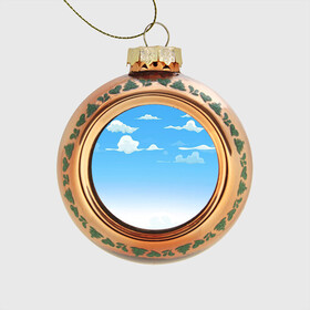 Стеклянный ёлочный шар с принтом Летнее небо в Курске, Стекло | Диаметр: 80 мм | арт | лето | небо | облака | облако | природа | рисунок | синий