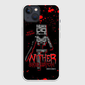 Чехол для iPhone 13 с принтом WITHER SKELETON в Курске,  |  | craft | mine | minecraft | wither skeleton | блоки | визерскелет | вооружённый каменным мечом | враждебный моб | добывать | компьютерная игра | крафт | кубики | майн | майнкрафт | манкрафт | ремесло