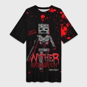 Платье-футболка 3D с принтом WITHER SKELETON в Курске,  |  | craft | mine | minecraft | wither skeleton | блоки | визерскелет | вооружённый каменным мечом | враждебный моб | добывать | компьютерная игра | крафт | кубики | майн | майнкрафт | манкрафт | ремесло