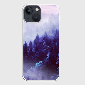 Чехол для iPhone 13 mini с принтом ЛЕСНОЙ ТУМАН в Курске,  |  | влага | деревья | лес | облака | природа | туман