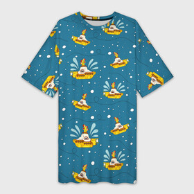 Платье-футболка 3D с принтом Много много Yellow Submarine. The Beatles в Курске,  |  | beatles | rock | submarine | yellow | битлз | битлы | желтая | подводная лодка | подлодка | рок | рок н ролл | хиппи