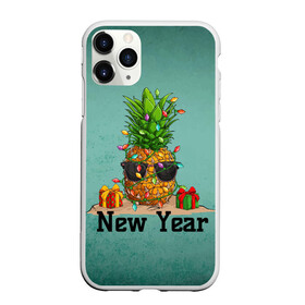 Чехол для iPhone 11 Pro Max матовый с принтом Праздничный ананас в Курске, Силикон |  | 2022 | ананас | арт | гирлянды | графика | новый год | фрукт