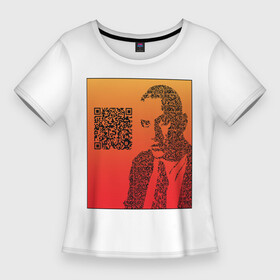 Женская футболка 3D Slim с принтом QR Маяковский в Курске,  |  | qr код | qrкод | арт | маяковский | поэт | стихи