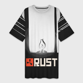 Платье-футболка 3D с принтом Огонёк из Раста в Курске,  |  | game | games | rust | survive | выживалка | выживач | игра | игры | раст
