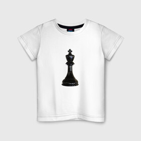 Детская футболка хлопок с принтом Шахматная фигура Чёрный король в Курске, 100% хлопок | круглый вырез горловины, полуприлегающий силуэт, длина до линии бедер | игра | игровая | игры | короли | король | логика | логичные | настольная | настольные | спорт | спортивная | фигура | фигурка | фигурки | фигуры | чёрные | чёрный | шахматный | шахматы