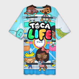 Платье-футболка 3D с принтом Toca Boca  Тока Бока аттракцион в Курске,  |  | toca boca | детская игра | игра | лого | логотип | персонажи | прикоснуться ко рту | тока бока