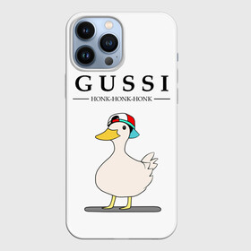 Чехол для iPhone 13 Pro Max с принтом GUSSI | HONK BABY в Курске,  |  | guse | gussi | белый | гусь | мем