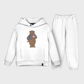 Детский костюм хлопок Oversize с принтом Медвежий романтик в Курске,  |  | Тематика изображения на принте: дикий | зверь | иллюстрация | медвежонок | мишка | романтик | сердце