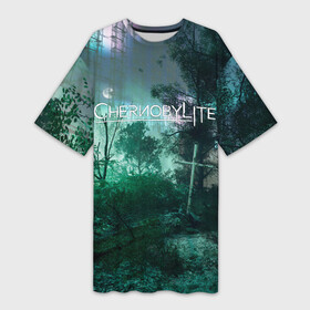 Платье-футболка 3D с принтом Chernobylite игровой арт в Курске,  |  | art | chernobylite | game | horror | shooter | арт | выживалка | зона | игра | лес | ночь | отчуждения | рыжий | рыжий лес | химинюк | хоррор | чернобыль