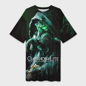Платье-футболка 3D с принтом Chernobylite  Черный сталкер в Курске,  |  | chernobylite | game | horror | арт | выживалка | зона | игра | кристаллы | отчуждения | противогаз | сталкер | химинюк | хоррор | чернобылит | черный | шутер