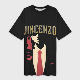Платье-футболка 3D с принтом Винченцо в Курске,  |  | vincenzo | винценцо | галстук | кассано | пистолет | со джунки
