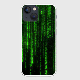 Чехол для iPhone 13 mini с принтом Матрица двоичный код в Курске,  |  | абстракция | голограмма | неон | полосы | цифры