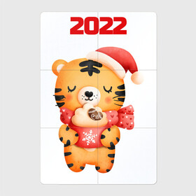 Магнитный плакат 2Х3 с принтом Праздничный тигренок 2022 в Курске, Полимерный материал с магнитным слоем | 6 деталей размером 9*9 см | 2022 | год тигра | новый год | новый год 2022 | символ года | тигр | тигренок | тигрица | тигры