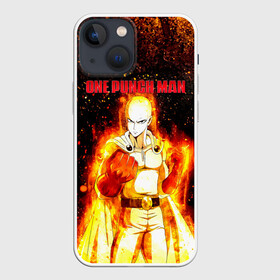 Чехол для iPhone 13 mini с принтом Сайтама в огне | One Punch Man в Курске,  |  | hagemanto | one punch man | one punchman | onepunchman | saitama | sensei | аниме | ван панч мен | ванпанчмен | лысый плащ | манга | сайтама | сильнейший человек | учитель | человек одинудар | человек одного удара