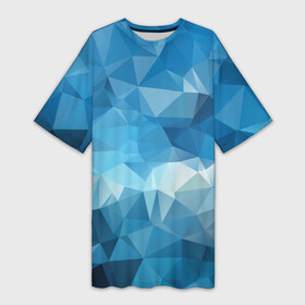 Платье-футболка 3D с принтом Цифровое небо в Курске,  |  | абстракция | геометрический | градиент | грани | мозаика | полигоны | синий | текстура | треугольники | фон | цвет | яркий