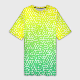 Платье-футболка 3D с принтом Витражная мозаика в Курске,  |  | витраж | градиент | зеленое стекло | зеленый | зеленый радуга | зеленый сети | лимон | мозаика | радуга | светло зеленый | соты | яркий