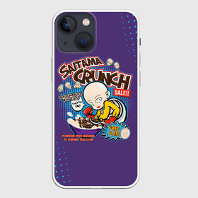 Чехол для iPhone 13 mini с принтом Saitama crunch One Punch Man в Курске,  |  | hagemanto | one punch man | one punchman | onepunchman | saitama | sensei | аниме | ван панч мен | ванпанчмен | лысый плащ | манга | сайтама | сильнейший человек | учитель | человек одинудар | человек одного удара