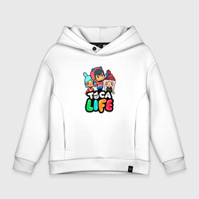 Детское худи Oversize хлопок с принтом TOCA BOCA WORLD   ИГРА ТОКА БОКА в Курске, френч-терри — 70% хлопок, 30% полиэстер. Мягкий теплый начес внутри —100% хлопок | боковые карманы, эластичные манжеты и нижняя кромка, капюшон на магнитной кнопке | digital toys | gamer | games | helicopter taxi | pets | toca boca | toca hair salon | toca kitchen | toca life | toca life city | toca life worl | toca tea party | video games | игры