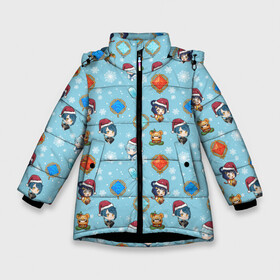 Зимняя куртка для девочек 3D с принтом Genshin Impact Pattern в Курске, ткань верха — 100% полиэстер; подклад — 100% полиэстер, утеплитель — 100% полиэстер. | длина ниже бедра, удлиненная спинка, воротник стойка и отстегивающийся капюшон. Есть боковые карманы с листочкой на кнопках, утяжки по низу изделия и внутренний карман на молнии. 

Предусмотрены светоотражающий принт на спинке, радужный светоотражающий элемент на пуллере молнии и на резинке для утяжки. | 2022 год | genshin impact | happy new year | каникулы | новый год | новый год 2022 | оливье | праздник | рождество | снег | снежинки