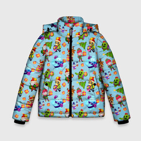 Зимняя куртка для мальчиков 3D с принтом Brawl Stars Christmas Pattern в Курске, ткань верха — 100% полиэстер; подклад — 100% полиэстер, утеплитель — 100% полиэстер | длина ниже бедра, удлиненная спинка, воротник стойка и отстегивающийся капюшон. Есть боковые карманы с листочкой на кнопках, утяжки по низу изделия и внутренний карман на молнии. 

Предусмотрены светоотражающий принт на спинке, радужный светоотражающий элемент на пуллере молнии и на резинке для утяжки | 2022 | brawl | brawl stars | brock | bull | colt | elprimo | jessie | leon | nita | shelly | stars | брок | булл | джесси | кольт | леон | новогоднее | новый год | рождество | шелли | эльпримо
