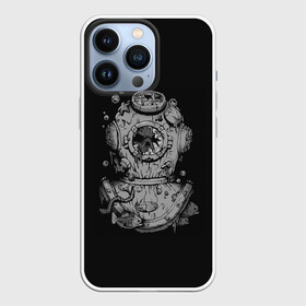 Чехол для iPhone 13 Pro с принтом Sea Devil в Курске,  |  | bones | corpse | dead | depth | devil | diver | fish | head | ocean | scuba | sea | skull | spacesuit | water | world | акваланг | вода | глубина | голова | дайвер | дьявол | кости | мертвец | мертвые | мертвый | мировой | море | морской | океан | рыбы | 