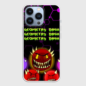 Чехол для iPhone 13 Pro с принтом GEOMETRY DASH DEMONS   ДЕМОНЫ в Курске,  |  | 2d игра | demons | geometry dash | mobile game | robtop | space | геометри даш | демоны | космос | кубики | кубы | мобильная игра | неон