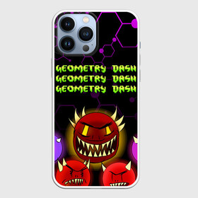 Чехол для iPhone 13 Pro Max с принтом GEOMETRY DASH DEMONS   ДЕМОНЫ в Курске,  |  | 2d игра | demons | geometry dash | mobile game | robtop | space | геометри даш | демоны | космос | кубики | кубы | мобильная игра | неон