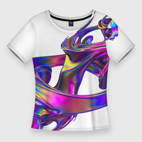 Женская футболка 3D Slim с принтом Голографический ураган в Курске,  |  | голографический | исскуство | радуга | ураган | циклон