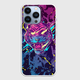 Чехол для iPhone 13 Pro с принтом НЕОНОВЫЙ ТИГР   NEON TIGER в Курске,  |  | cat | tiger | год тигра | зверь | клыки | кошка | неон | пасть | тигр | хищник