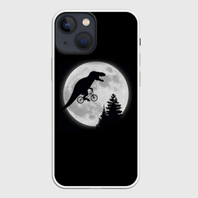 Чехол для iPhone 13 mini с принтом T REX НА ЛУНЕ в Курске,  |  | Тематика изображения на принте: bicycle | bike | fly | moon | rex | trex | tyrannosaur | бикукле | динозаврик | животные | летающий динозавр | луна | на велосипеде на фоне луны | ночной пейзаж | палеонтология | пародия | полёт | прикол | т рекс