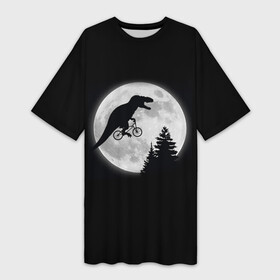 Платье-футболка 3D с принтом T REX НА ЛУНЕ в Курске,  |  | bicycle | bike | fly | moon | rex | trex | tyrannosaur | бикукле | динозаврик | животные | летающий динозавр | луна | на велосипеде на фоне луны | ночной пейзаж | палеонтология | пародия | полёт | прикол | т рекс