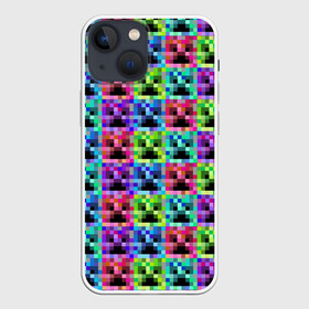 Чехол для iPhone 13 mini с принтом МАЙНКРАФТ   MINECRAFT ЦВЕТНЫЕ КРИПЕРЫ в Курске,  |  | block | creeper | cube | minecraft | pixel | tnt | блок | геометрия | крафт | крипер | кубики | майнкрафт | пиксели | тнт