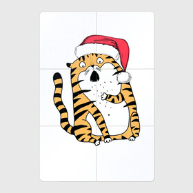 Магнитный плакат 2Х3 с принтом Удивленный новогодний тигр в Курске, Полимерный материал с магнитным слоем | 6 деталей размером 9*9 см | 2022 | год тигра | новый год | новый год 2022 | символ года | тигр | тигренок | тигрица | тигры
