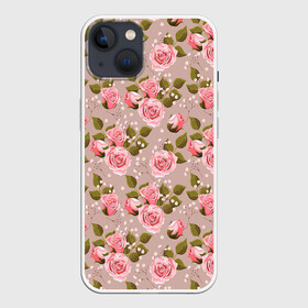 Чехол для iPhone 13 с принтом Нежные розовые розы в Курске,  |  | арт | бутон | бутон розы | бутоны | бутоны роз | бутоны цветов | жемчуг | жемчужины | рисунок | роза | розовая роза | розовые бутоны | розовые розы | розовый бутон | розы | цветок | цветы | яркие цветы