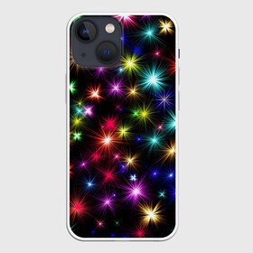 Чехол для iPhone 13 mini с принтом ПРАЗДНИЧНЫЕ ОГОНЬКИ в Курске,  |  | christmas | lights | new year | stars | гирлянда | звезды | зима | новый год | огни | праздник | разноцветные | текстура | яркие