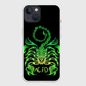 Чехол для iPhone 13 с принтом Acid scorpion в Курске,  |  | acid | acid scorpion | scorpion | кислота | кислотный скорпион | неон | неоновые узоры | скорпион | узоры