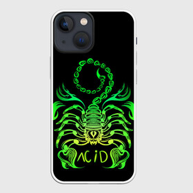Чехол для iPhone 13 mini с принтом Acid scorpion в Курске,  |  | acid | acid scorpion | scorpion | кислота | кислотный скорпион | неон | неоновые узоры | скорпион | узоры