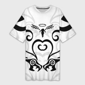 Платье-футболка 3D с принтом WALHALLA TEAM DRAKEN TATTOO в Курске,  |  | anime | draken | mikey | tokyorevengers | walhalla | аниме | вальгала | дракен | иероглифы | кэн | манга | мандзиро | микки | рюгудзи | сано | символы | токийские мстители