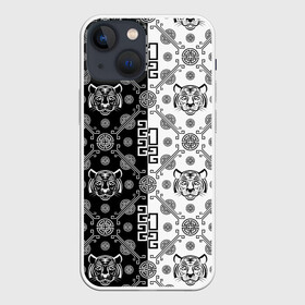 Чехол для iPhone 13 mini с принтом Тигры в китайском стиле (pattern) в Курске,  |  | cat | tiger | год тигра | зверь | кошка | символ года | тигр | хищник