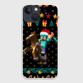 Чехол для iPhone 13 mini с принтом Новогодний Майнкрафт, Minecraft в Курске,  |  | 2021 | 2022 | creeper | earth | game | merry christmas | minecraft | minecraft earth | new year | snow | winter | year of the tiger | блоки | год тигра | грифер | зима | игры | квадраты | компьютерная игра | крипер | маинкрафт