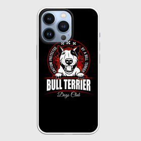 Чехол для iPhone 13 Pro с принтом Бультерьер (Bull Terrier) в Курске,  |  | Тематика изображения на принте: bull terrier | bulldog | dog | fighting dog | pit bull | terrier | бойцовская собака | бульдог | бультерьер | год собаки | друг человека | животное | зверь | кинолог | кость | пёс | питбуль | порода собак | собака