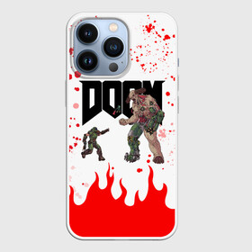 Чехол для iPhone 13 Pro с принтом Doomguy vs Cyberdemon (+спина) в Курске,  |  | cyber demon | cyberdemon | demons | devil | doom | doom eternal | doom slayer | doomguy | hell | slayer | ад | демон | демоны | дум | думгай | кибер демон | кибердемон | солдат рока